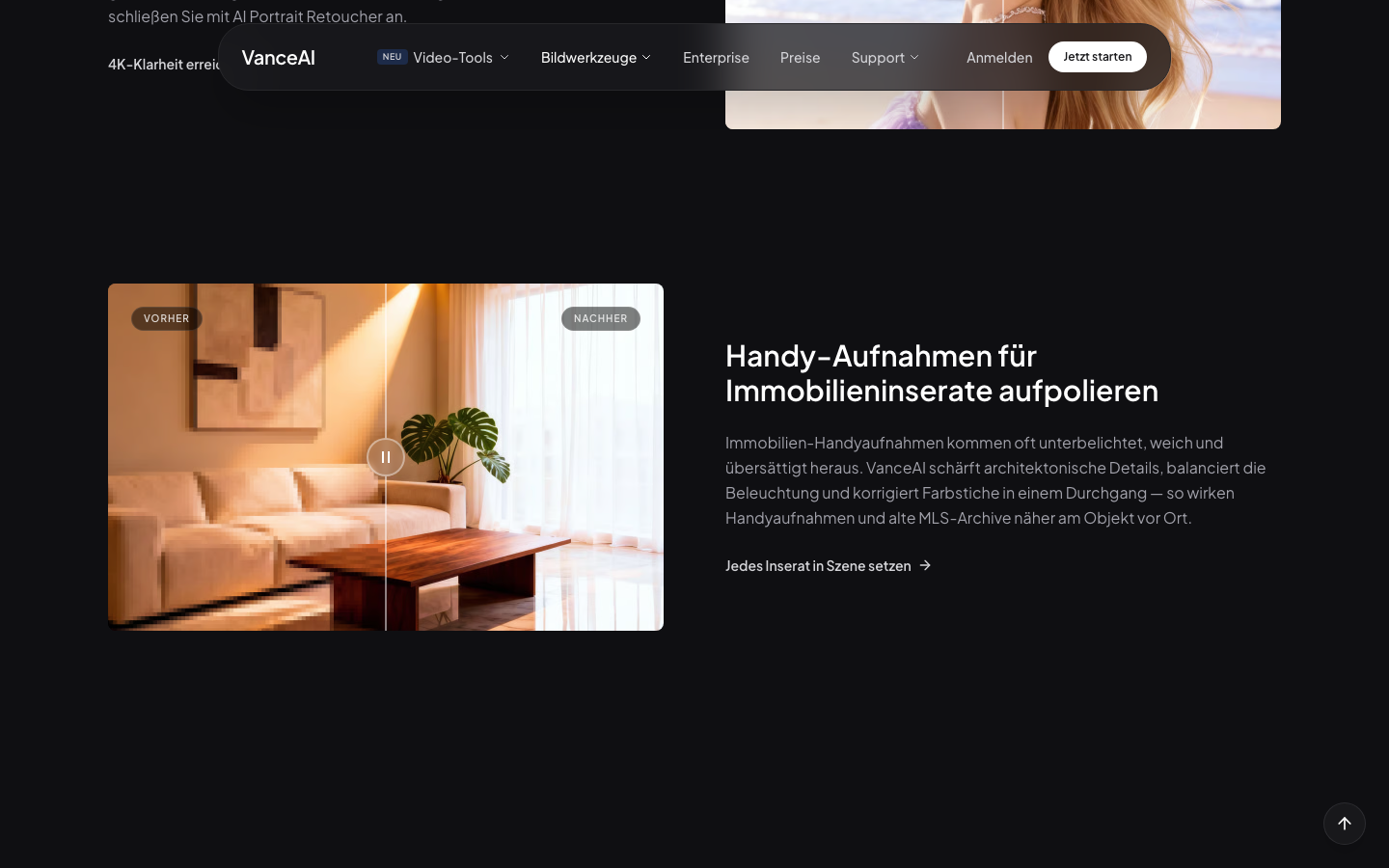 VanceAI Image Enhancer Browser-Workspace 2026-06-17 / Detail-Modell aktiv