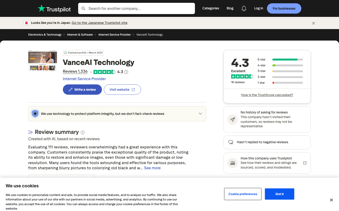 Trustpilot VanceAI Live-Bewertungs-Screenshot 2026-06-17