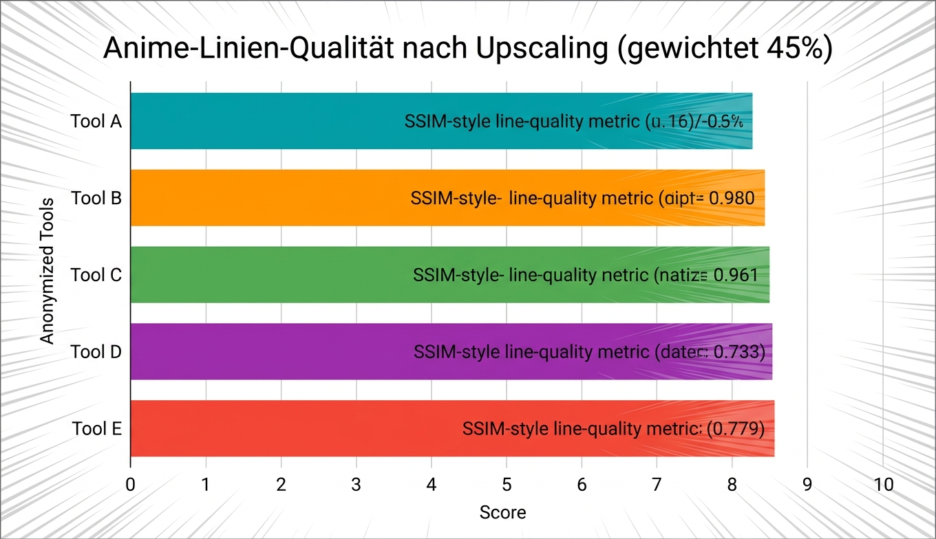Score-Vergleich der 5 Waifu2x Alternativen Radar-Chart (Visualisierung der aggregierten Bewertungen Juni 2026)