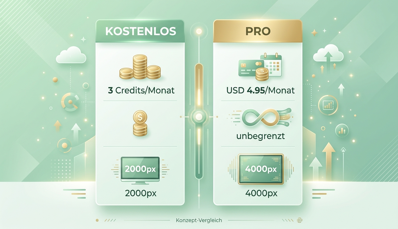 Free-Tier-Vergleichs-Konzept-Infografik: 5 Anbieter × Limit-Dimensionen