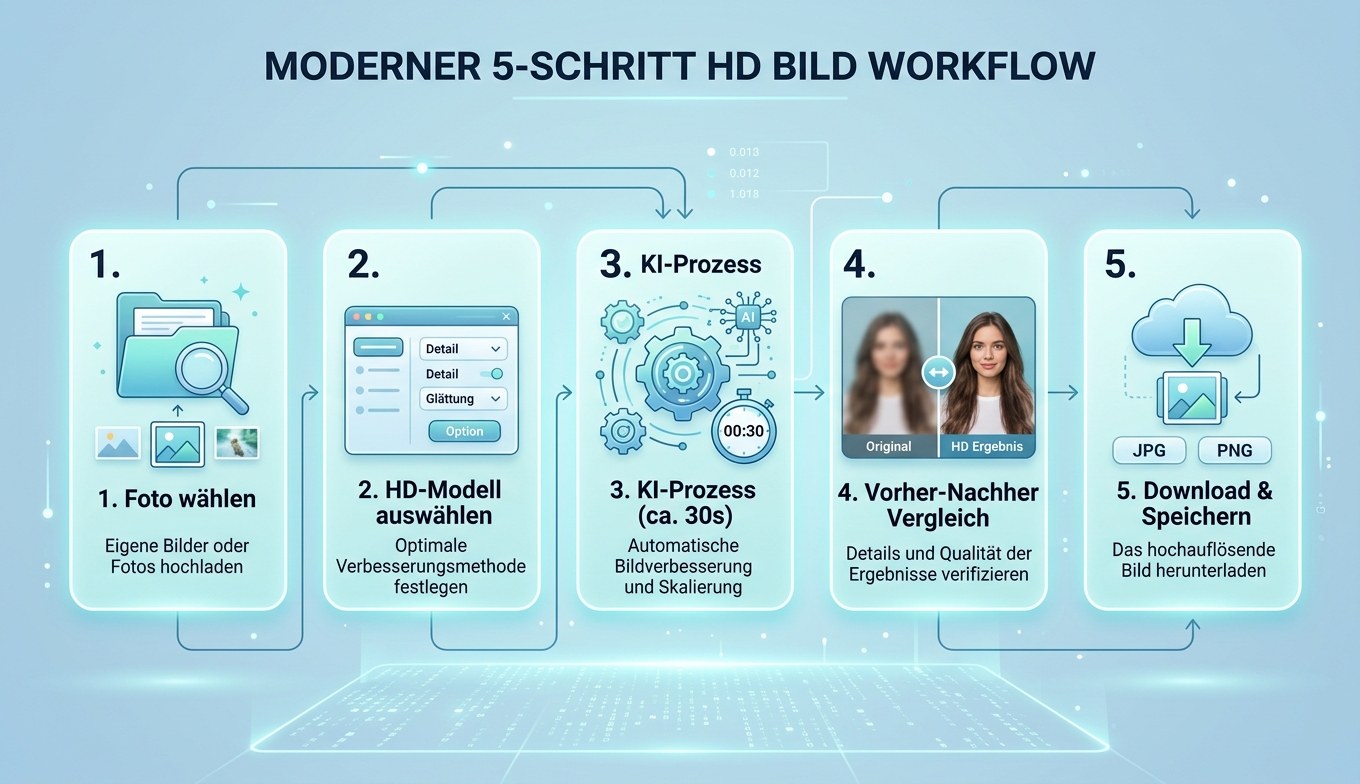 Konzept-Workflow: 5-Stufen-Workflow Topaz vs VanceAI