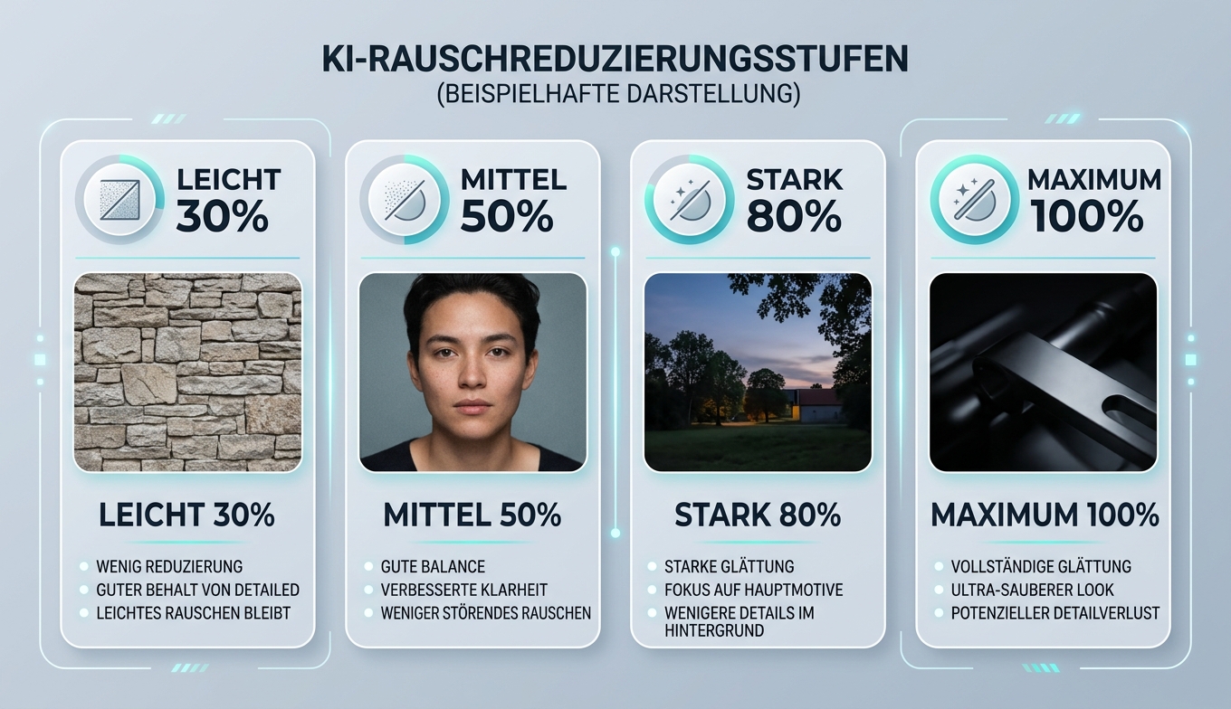 Konzept-Diagramm: 5-Schritte Low-Light Workflow von EXIF-Check bis Download