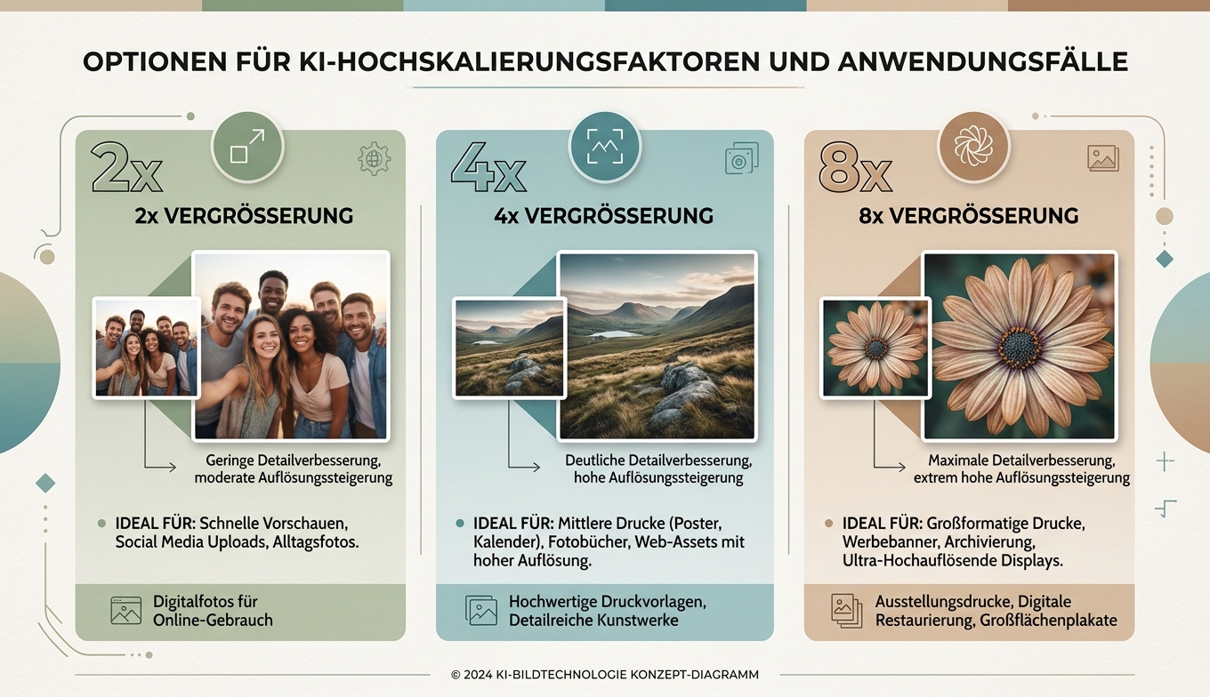 Konzept-Diagramm: 5-Schritte-Workflow für niedrige Auflösung verbessern