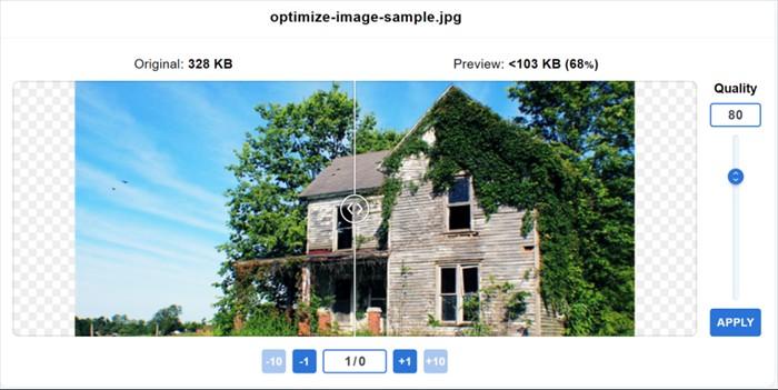 optimize image with Optimizilla