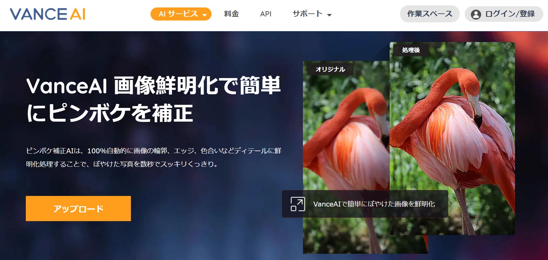 vanceai ピンボケ ぼやけた 写真 ブレ 補正 アプリ サイト