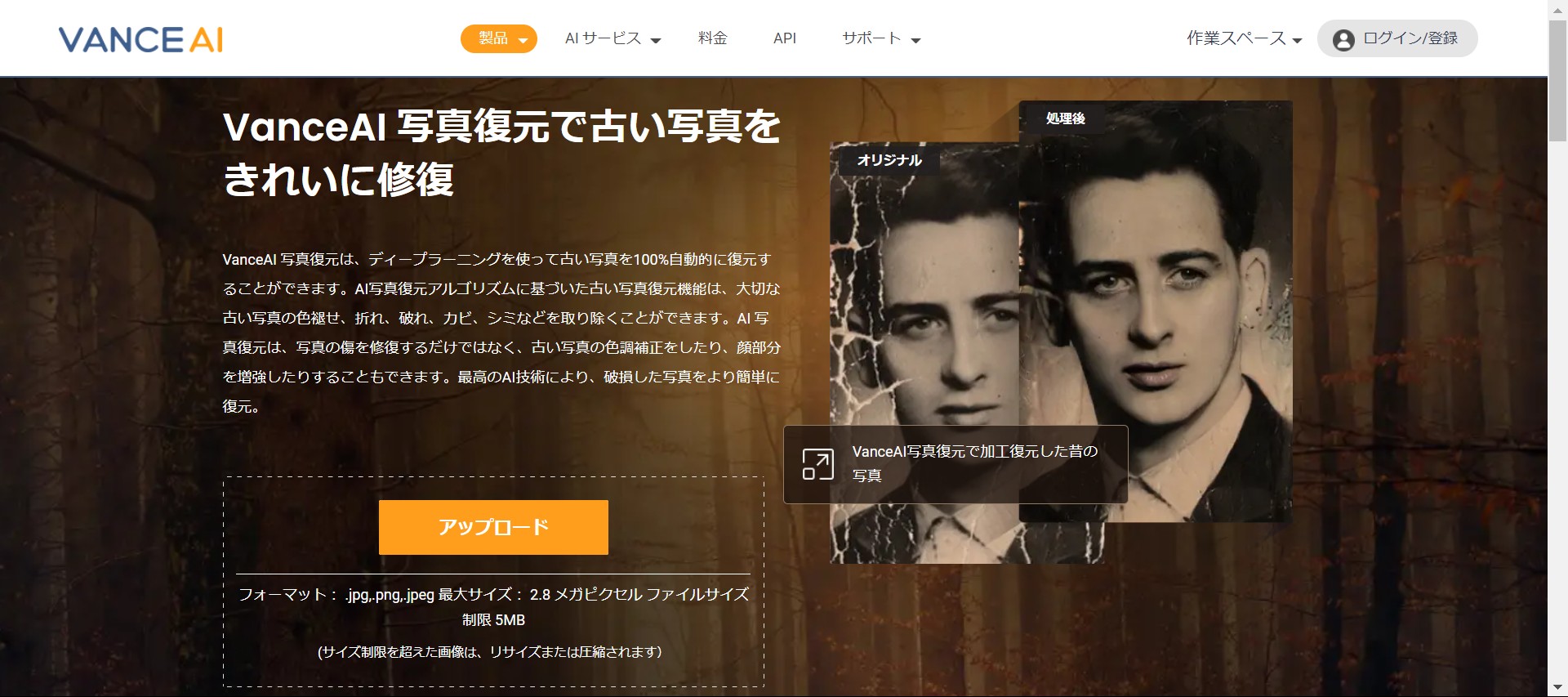 画質を綺麗にするツール5 VanceAI写真復元