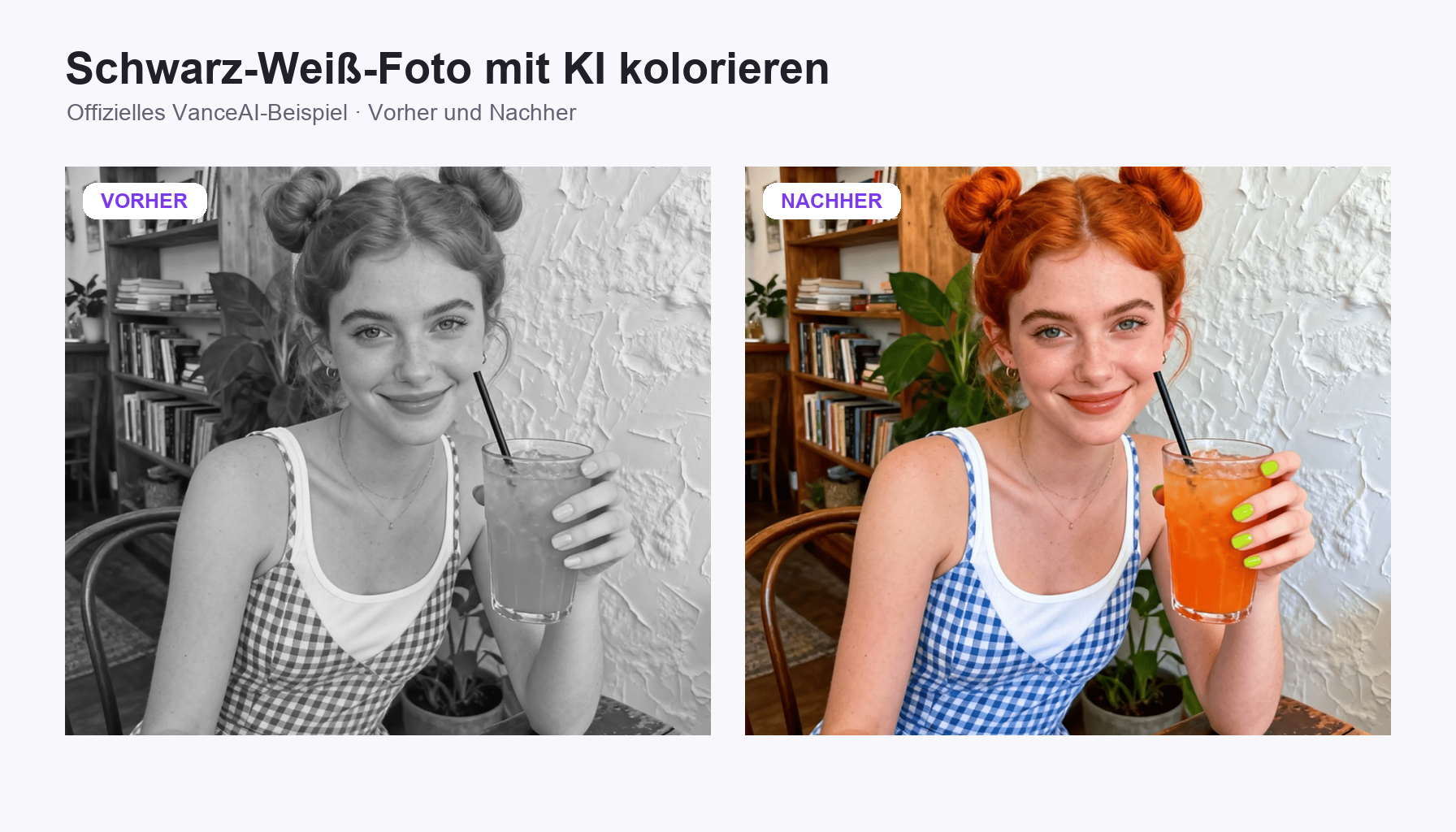 Schwarz-Weiß-Foto mit VanceAI kolorieren: offizielles Vorher-Nachher-Beispiel