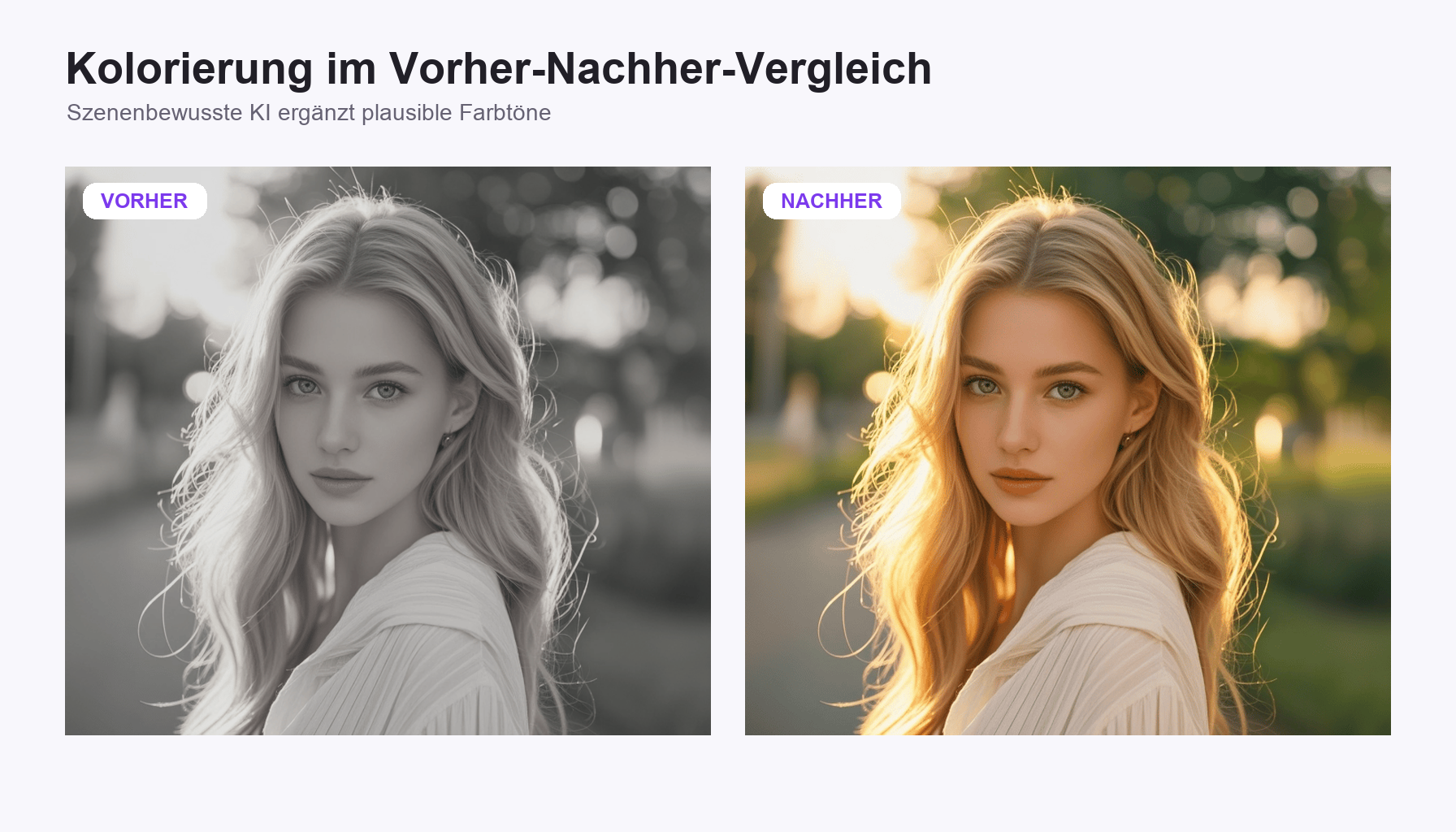 Altes Foto online kolorieren: offizieller Vorher-Nachher-Vergleich von VanceAI