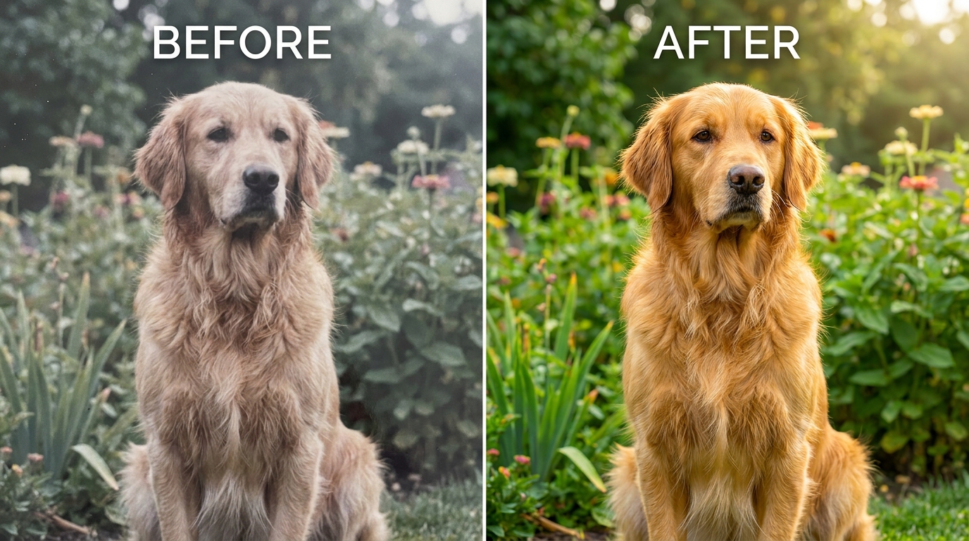 Enhance source photos before making a mosaic - before and after