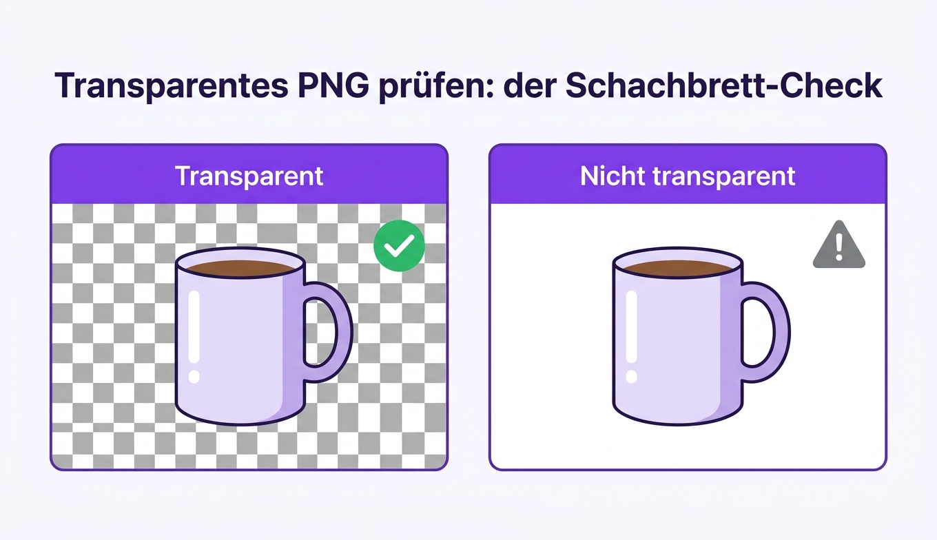 Konzept: Schachbrettmuster bedeutet transparent, eine weiße Fläche bedeutet nicht transparent