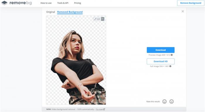 make background transparent with Remove.bg step 2