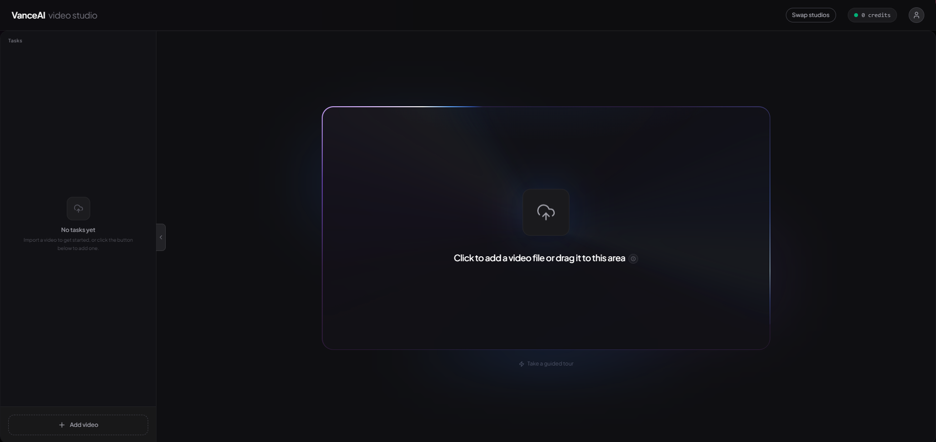 VanceAI Video Upscaler web app — drag the white bar to choose a 4-second preview
