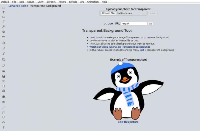 make background transparent with Lunapic step 1
