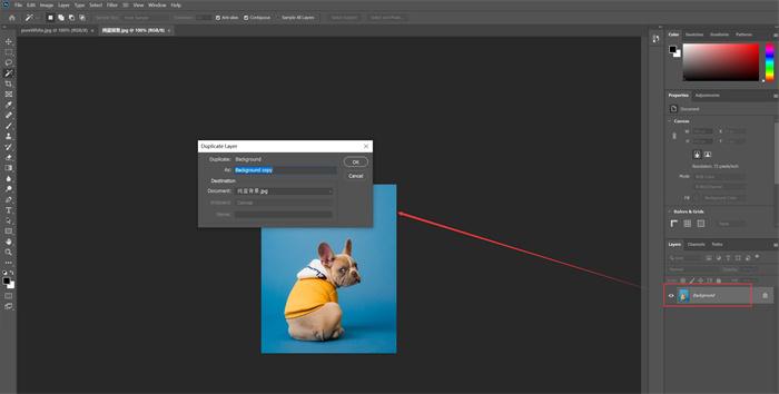 make background transparent with PS Duplicate step 1