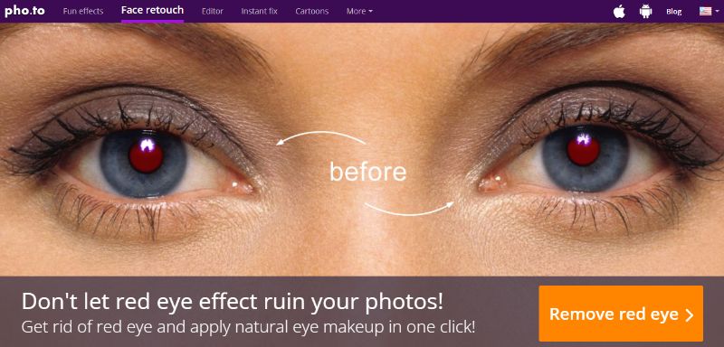 Pho.to photo editor red eye remover