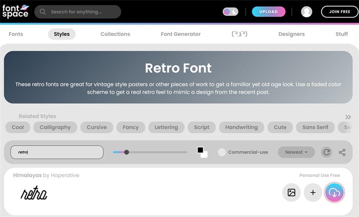 Font Space retro fonts generator