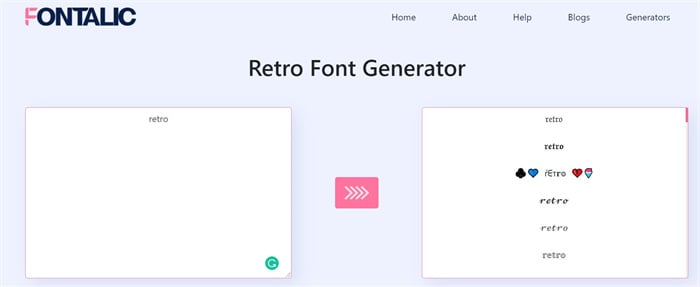 Fontalic retro fonts generator
