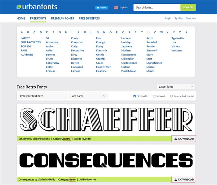 Urbanfonts retro fonts generator