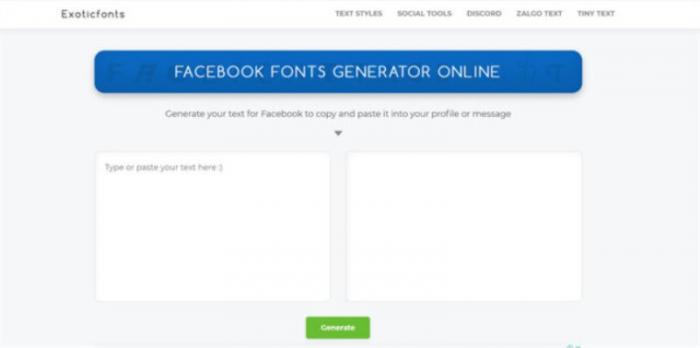 Exoticfonts facebook font changer