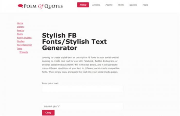 Poem of Quotes facebook font changer