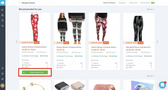 Importing products on Oberlo