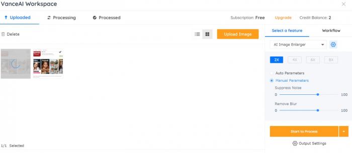 VanceAI Image Upscaler processing
