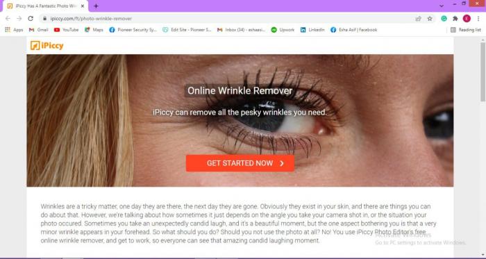 iPiccy free app to remove wrinkles from photos