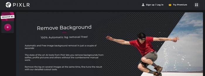 pixlr background remover homepage