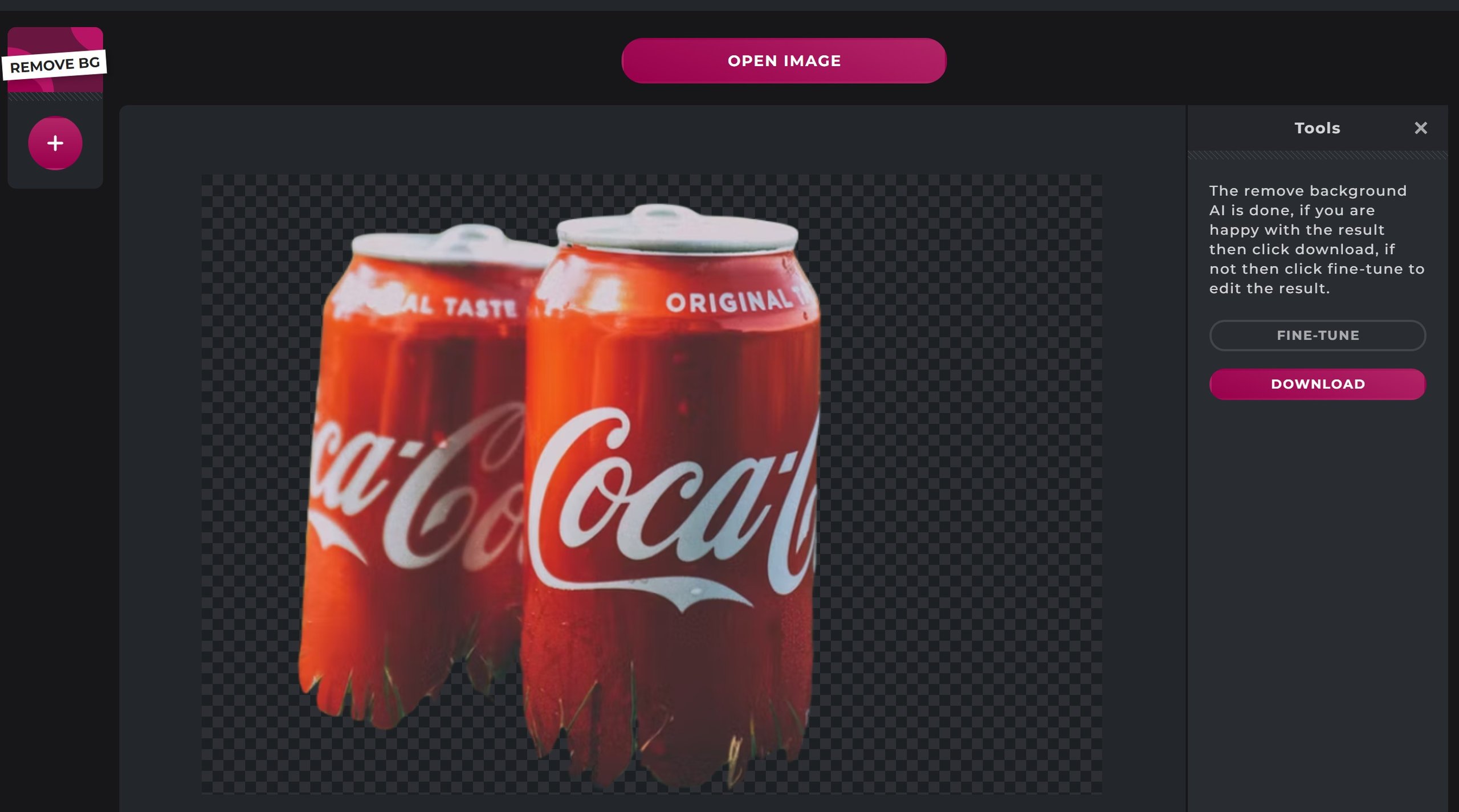 how to use pixlr background remover step2