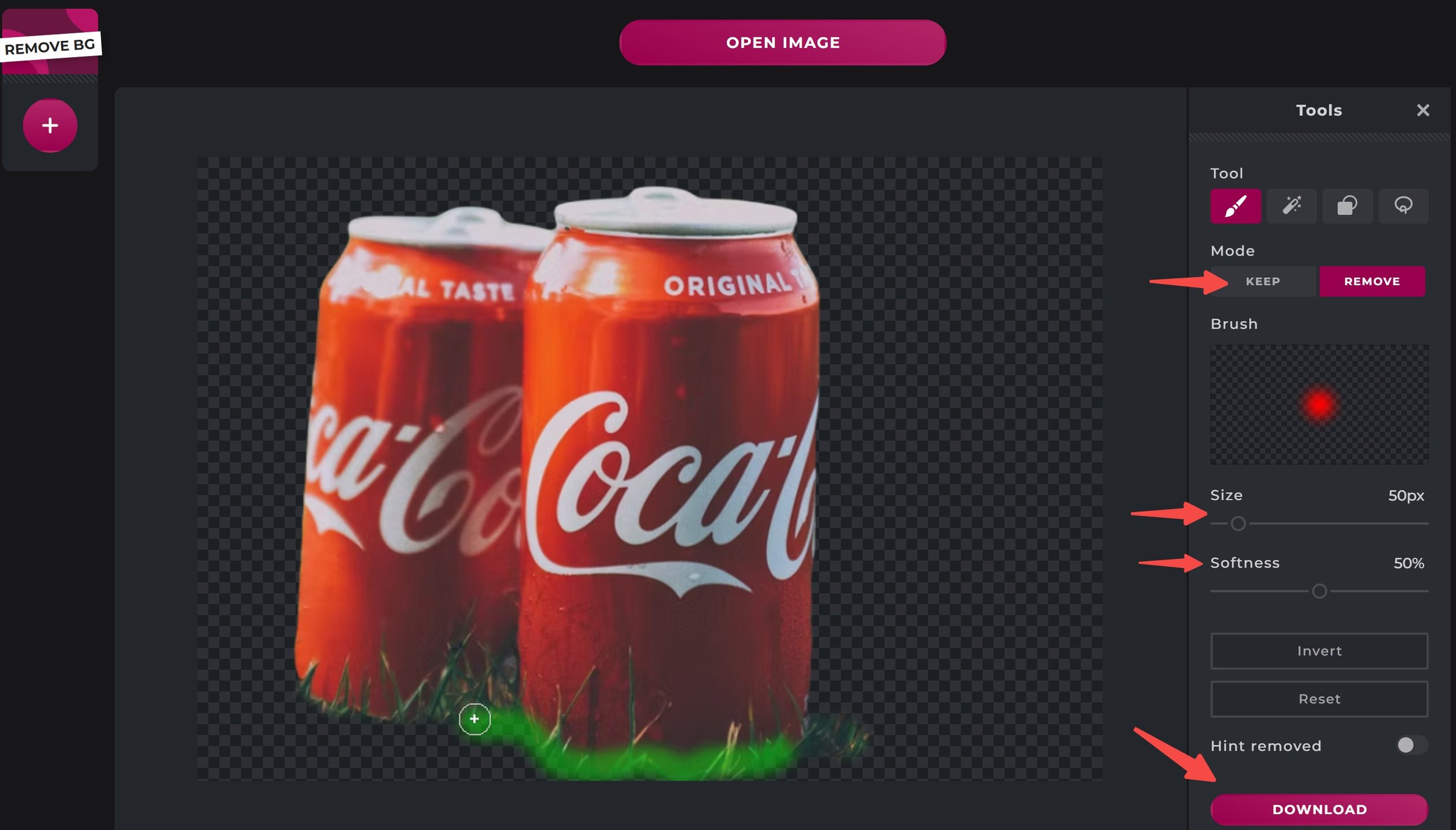 how to use pixlr background remover step3