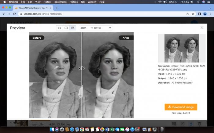 Before/after 90s photo restoration