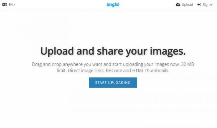 ImgBB homepage