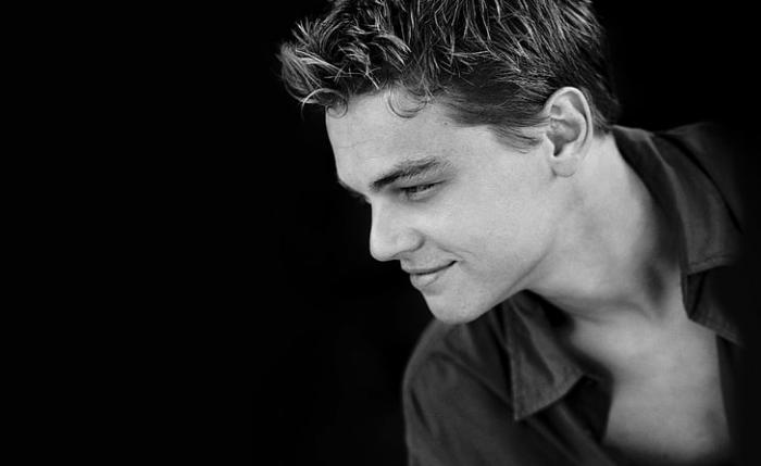 HD wallpaper: Leonardo Dicaprio Young Black and White, men's button-up collared top | Wallpaper Flare