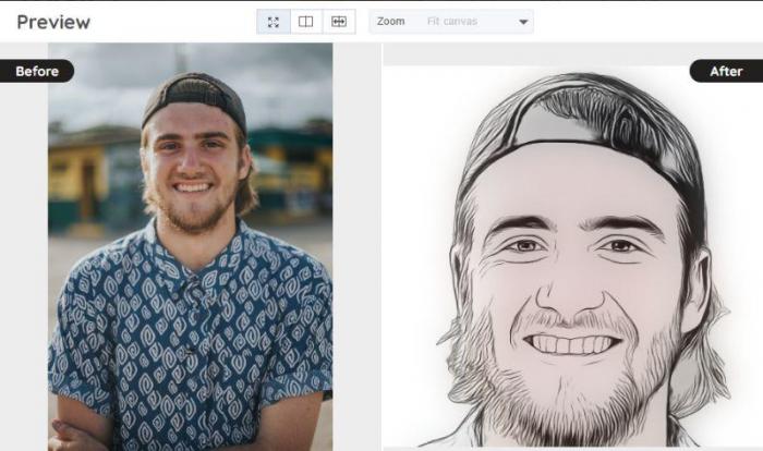 turn photo into line drawing with VansPortrait
