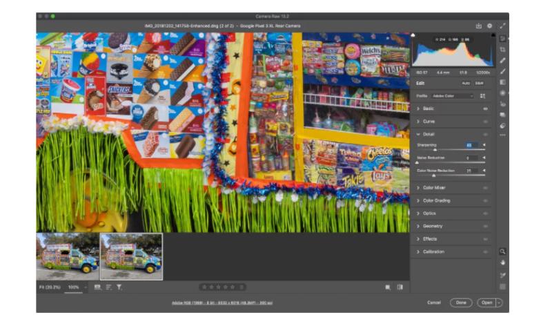 settings on the right to keep polishing the image
