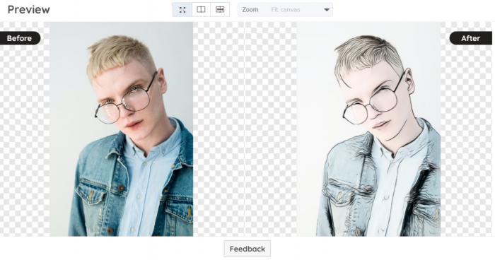 outline photo before-and-after comparison