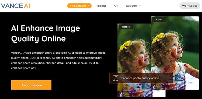 the homepage of VanceAI Image Enhancer