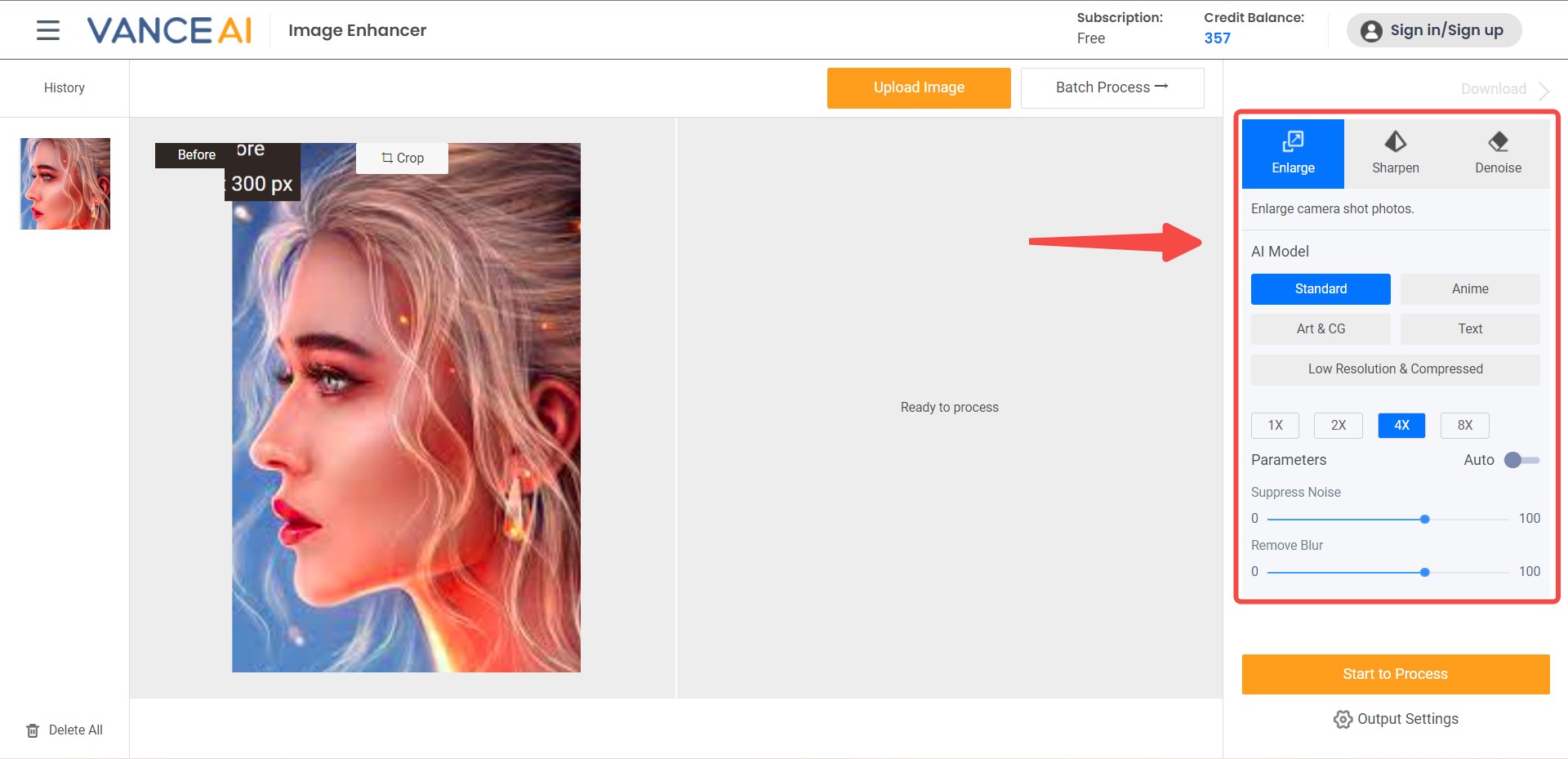 VanceAI Image Upscaler_step 2