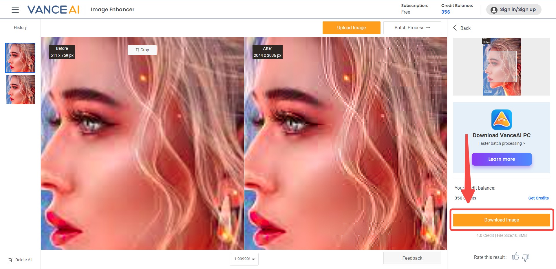 VanceAI Image Upscaler_step 3