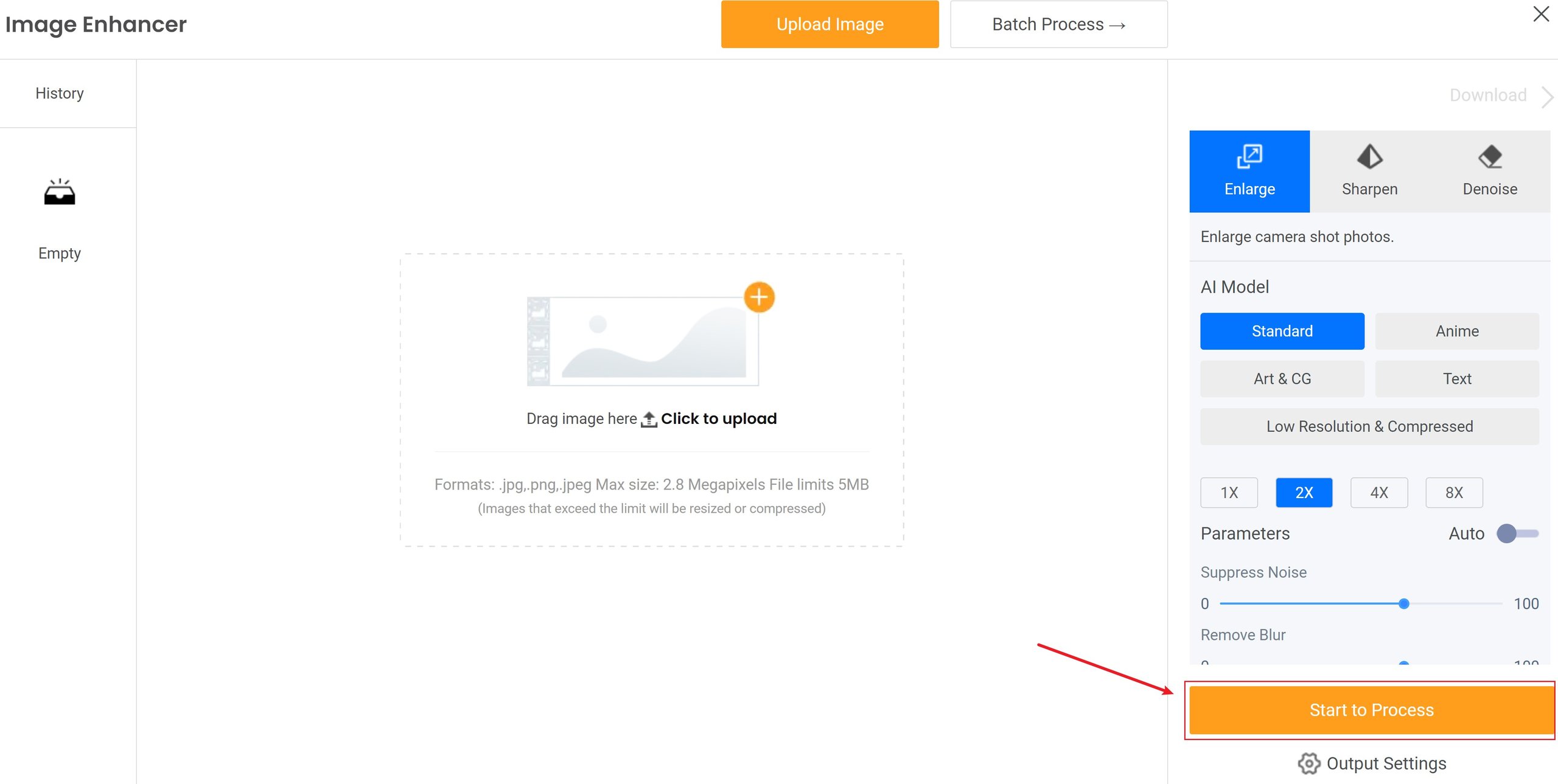Image Enhancer workspace