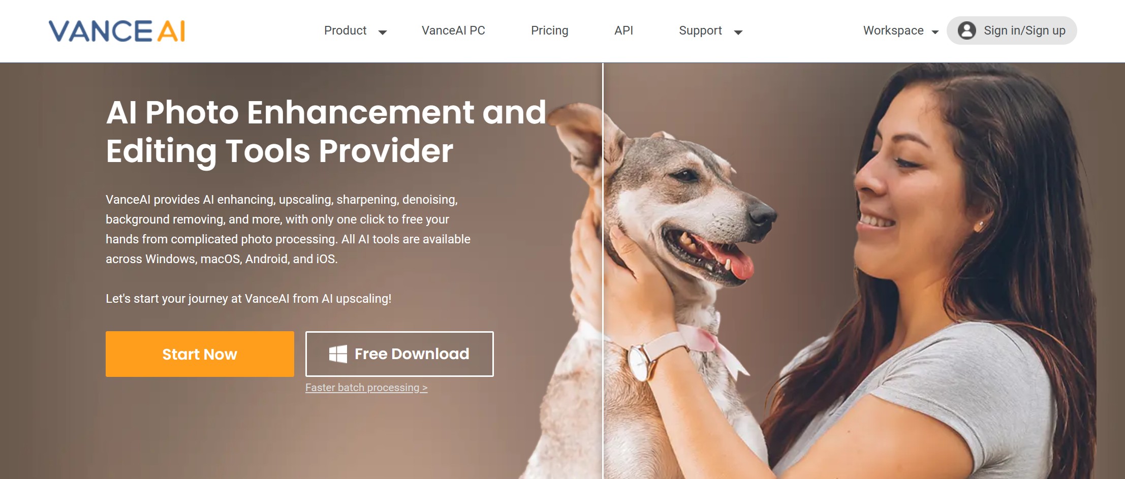 VanceAI homepage