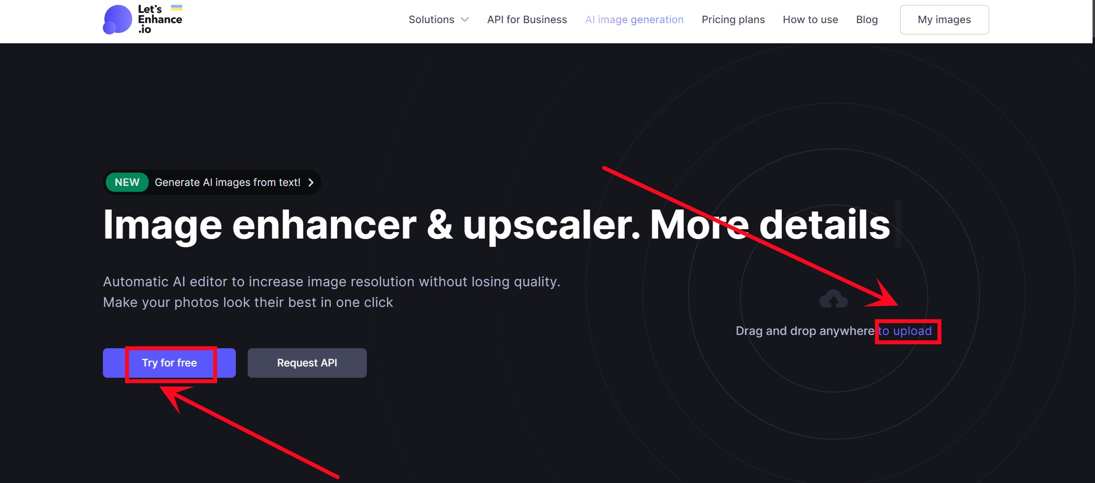 Let's Enhance's home page