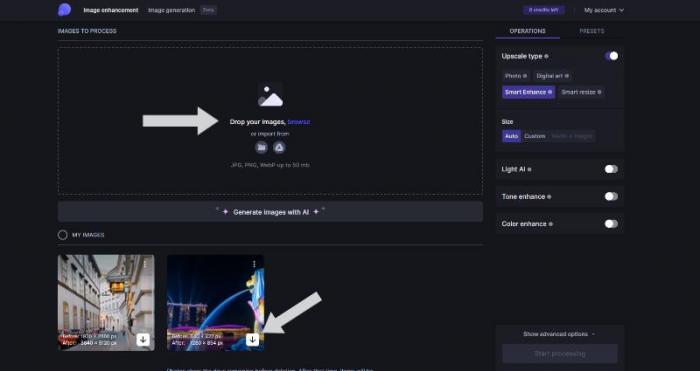 Click on the upload function