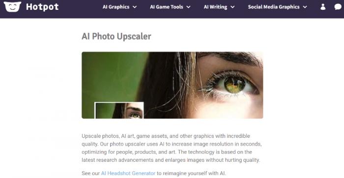 Hotpot AI Art Generator Photo Upscaler