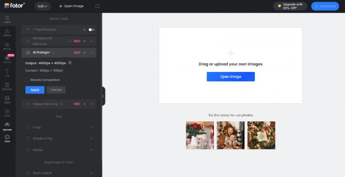 Fotor image sharpener workspace