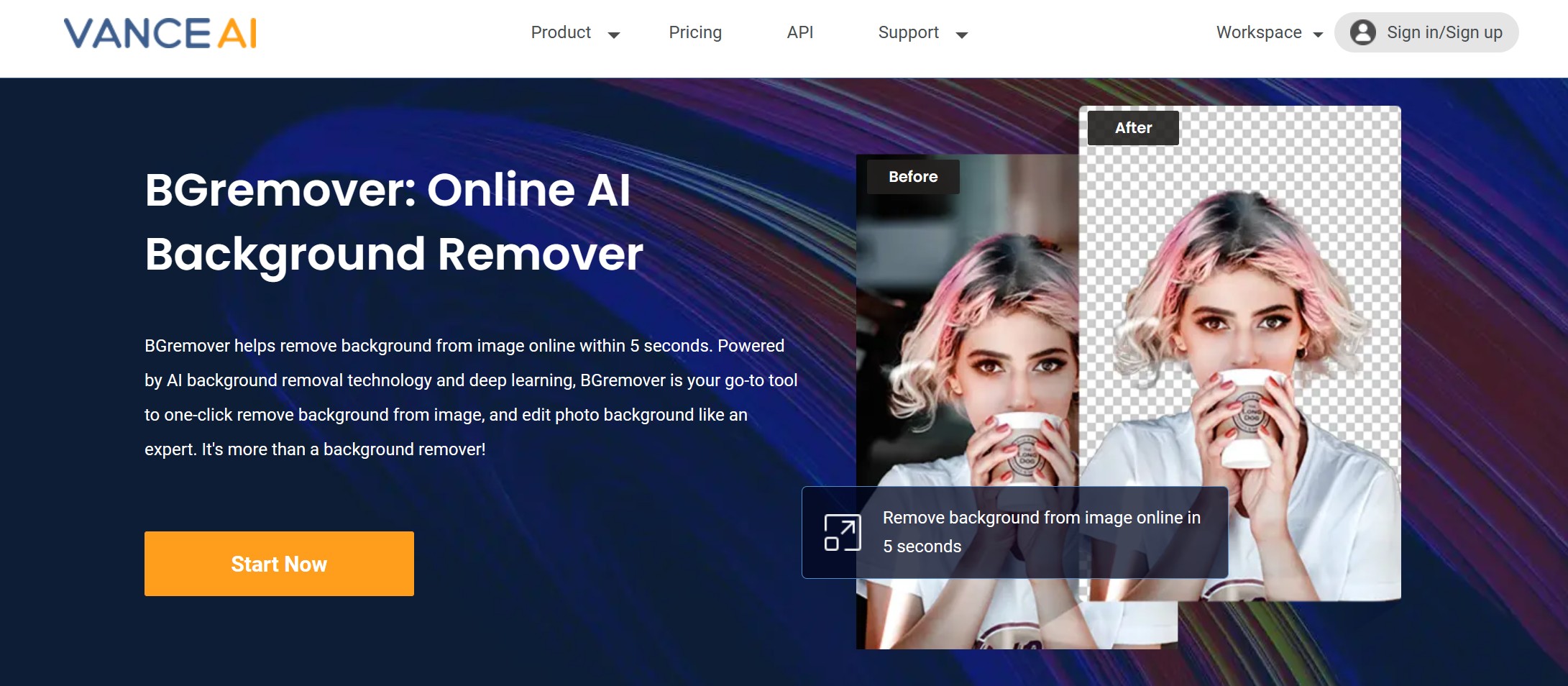 page of bg remover remove background from gif online
