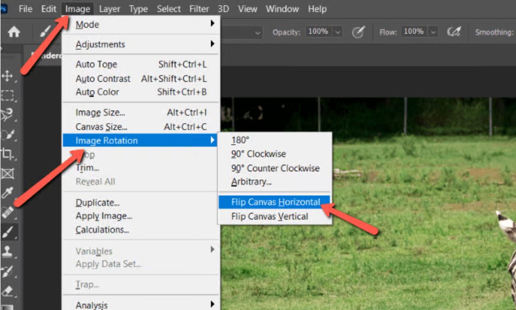 how to flip an image in photoshop