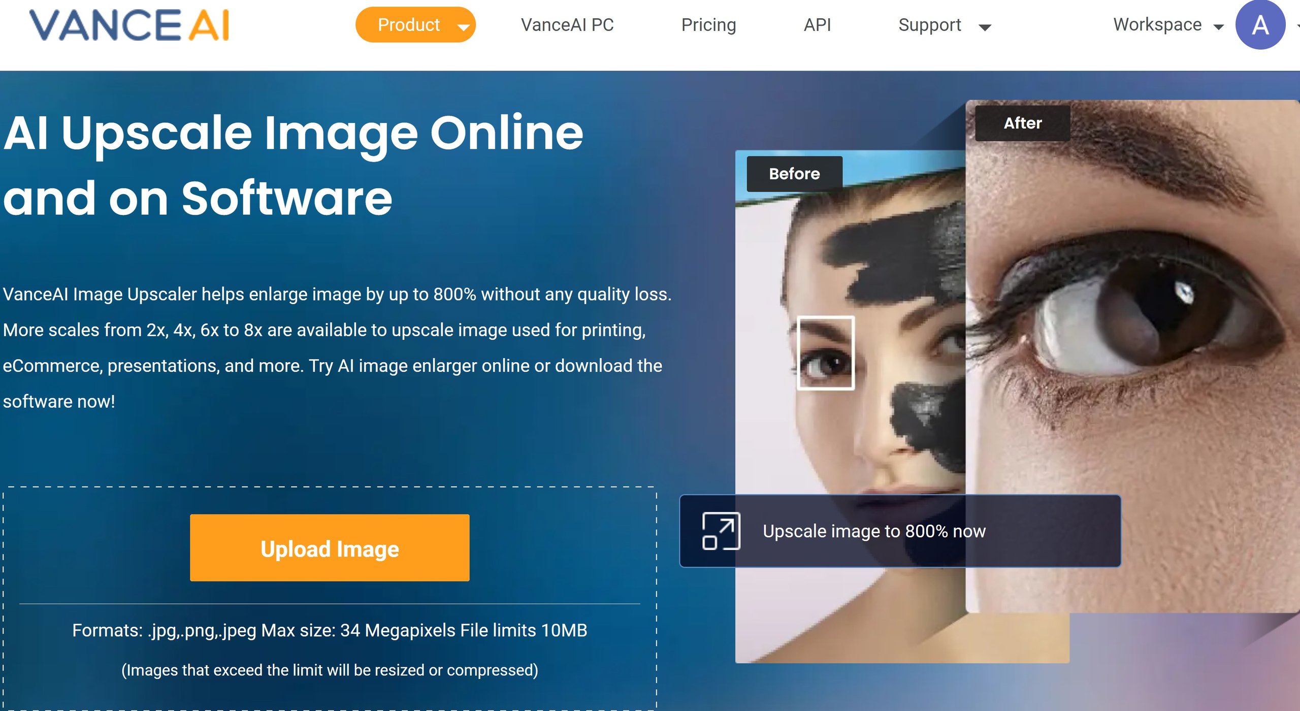 VanceAI Image Upscaler Screenshot