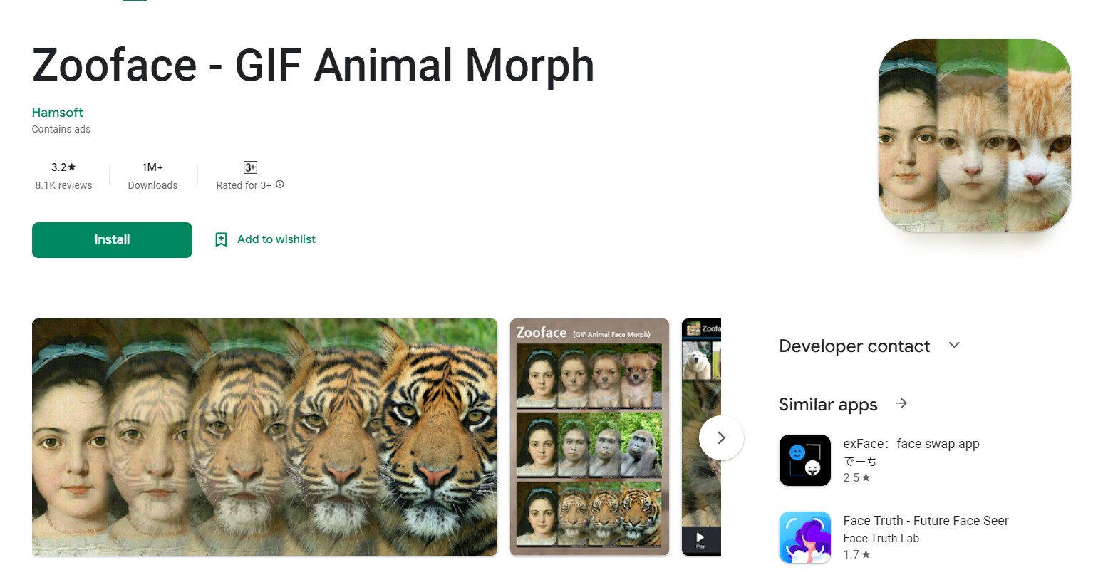 Zooface image morphing app