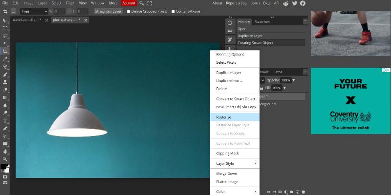 How to rasterize in Photopea